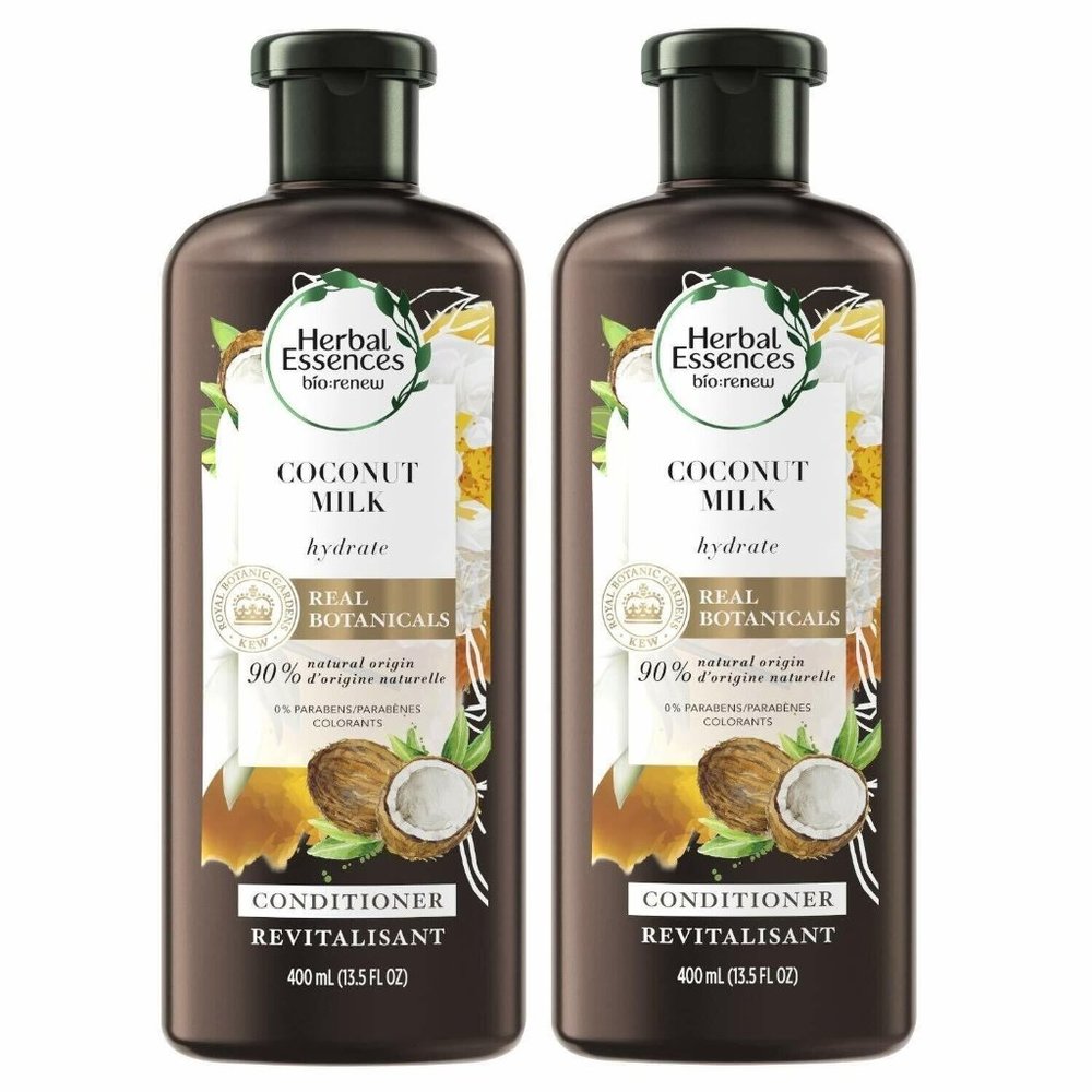 2 Herbal Essences 13.5 Oz Coconut Milk Hydrate Real Botanicals Conditioner 90%